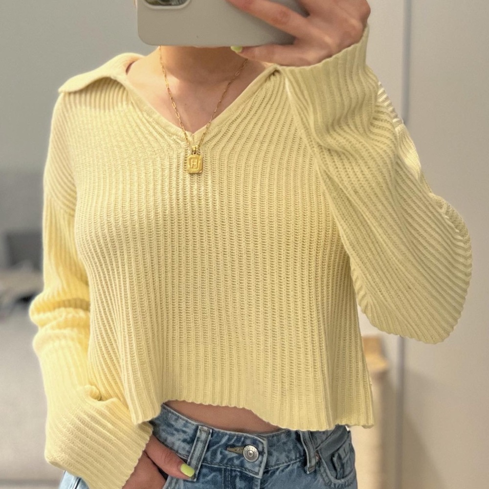 yellow collared sweater